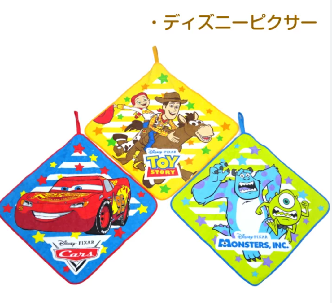 CARS / TOYSTORY/MONSTER INC 抗菌加工超柔軟抹手巾3條套裝 - Madingding