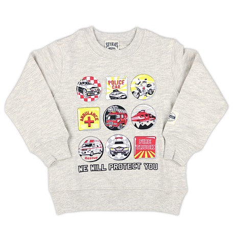 FIRE ENGINE, POLICE, AMBLUANCE 全棉長袖衛衣130碼 - Madingding