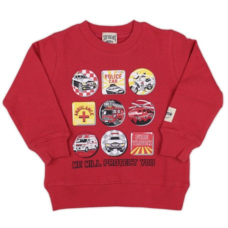 FIRE ENGINE, POLICE, AMBLUANCE 全棉長袖衛衣130碼 - Madingding